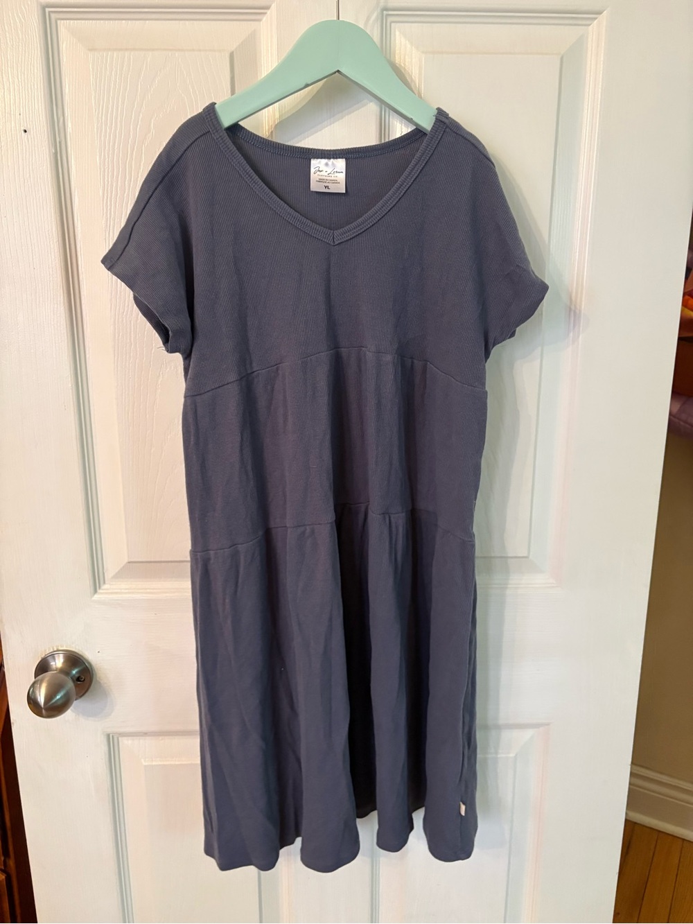 Jax & Lennon Girl’s Casual V-Neck Tiered Midi Dress in Slate Blue size XL